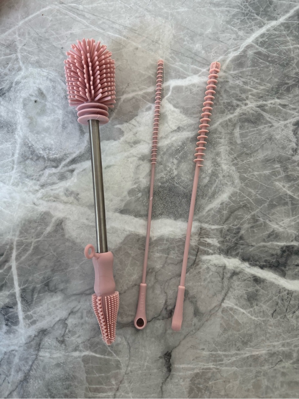 Haakaa Silicone Bottle and Straw Cleaning Brush Set - Blush Pink